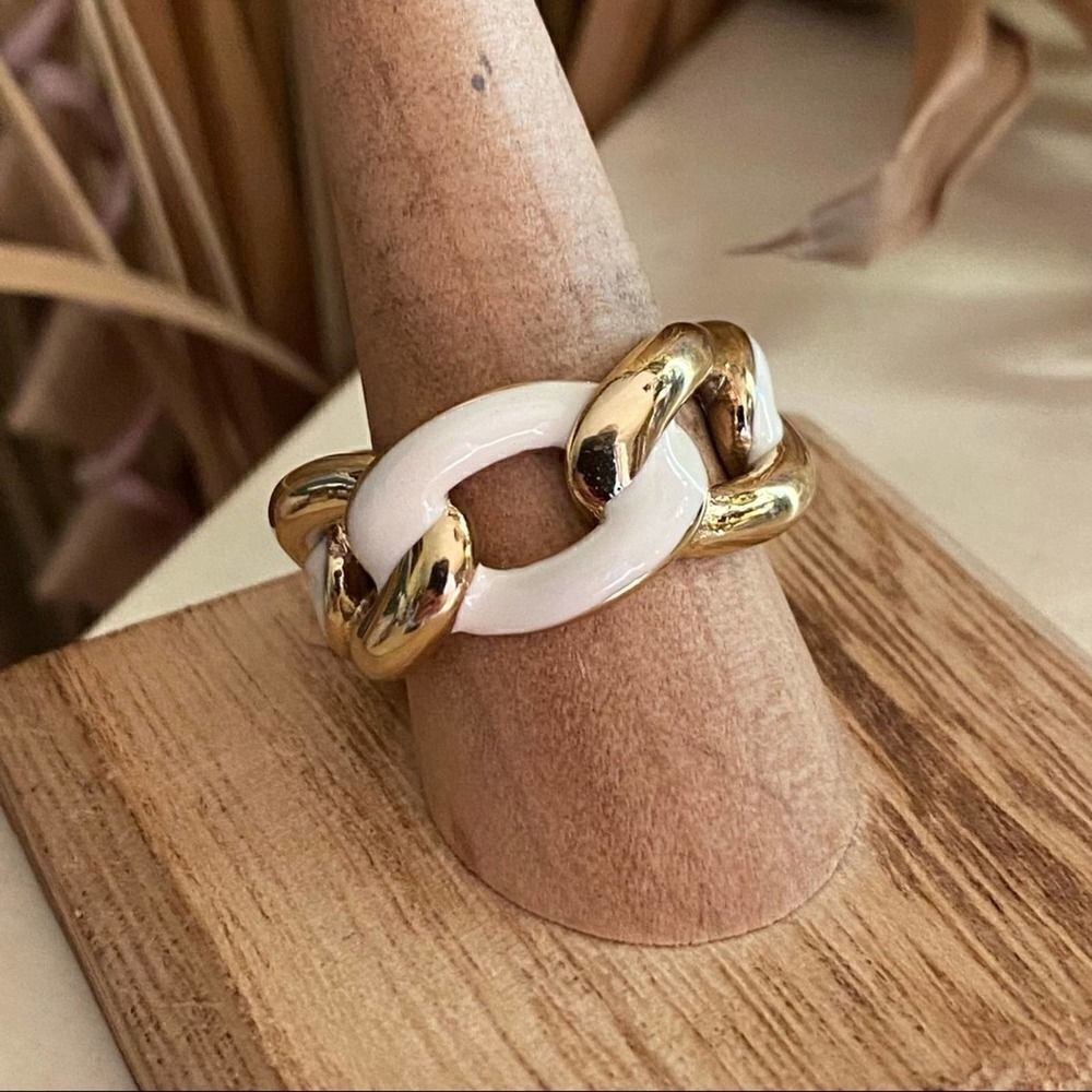 Gold & Epoxy Stainless Steel Braided Ring